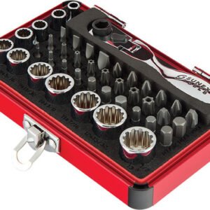 SUNEX SUN-9732  44-Pc Socket & Bit Set W/ 1/4" Dr. Mini Dual Flex Head Ratchet