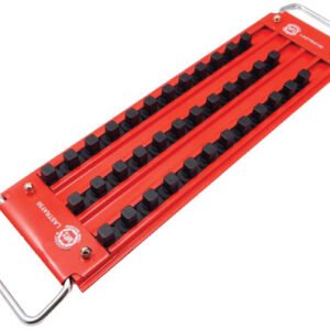 MECHANIC'S TIME  Savers Mts-Lastray38 3/8" Dr. 3-Row Lock-A-Socket Tray, Holds 36 Sockets, Red