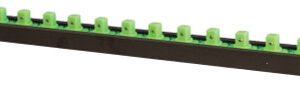 MECHANIC'S TIME  Savers Mts-Las38Mbg 3/8" Dr. 1-Row Lock-A-Socket Rail, Holds 14 Sockets, Matte Black W/Green Posts