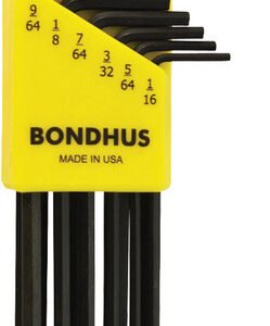 BONDHUS BOS-12138  10-Pc Hex End L-Wrench Set, Inch