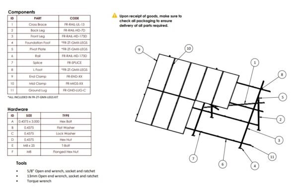 Fast Rack GMX 2-Tier Ground Mount Leg Assembly 1 Fast Rack GMX 2-Tier Ground Mount Leg Assembly