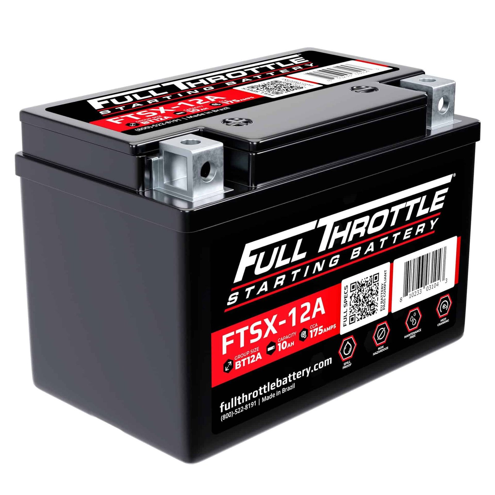Full Throttle FTSX-12A 12V High-Performance Powersport AGM Battery, 175CCA, 10AH 1 FTSX 12A 1.jpg