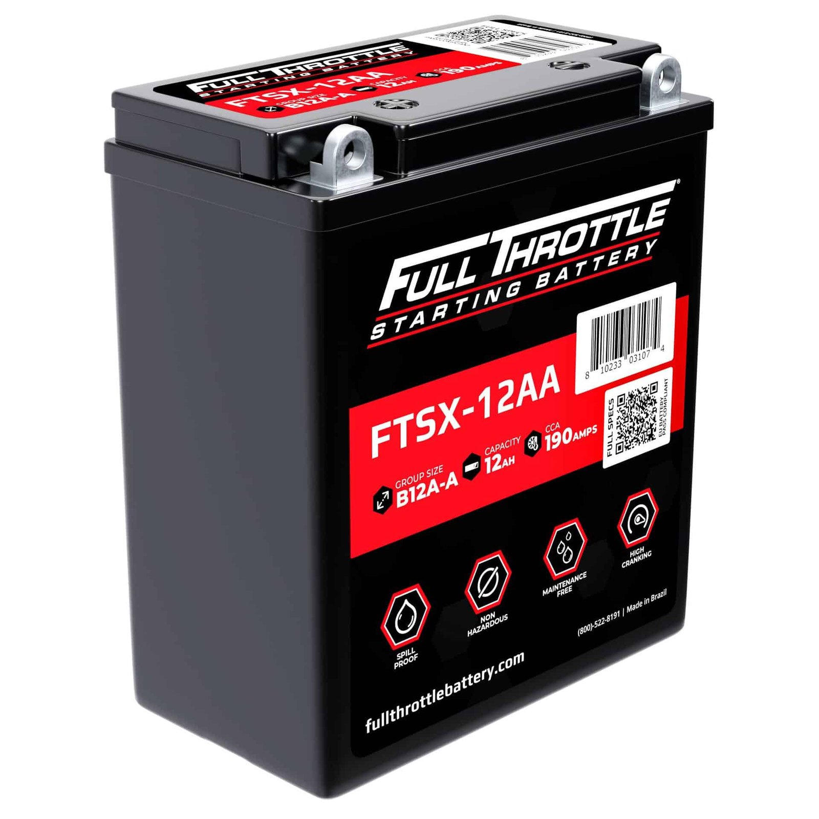 Full Throttle FTSX-12AA 12V High-Performance Powersport AGM Battery, 190CCA, 12AH 1 FTSX 12AA 1.jpg