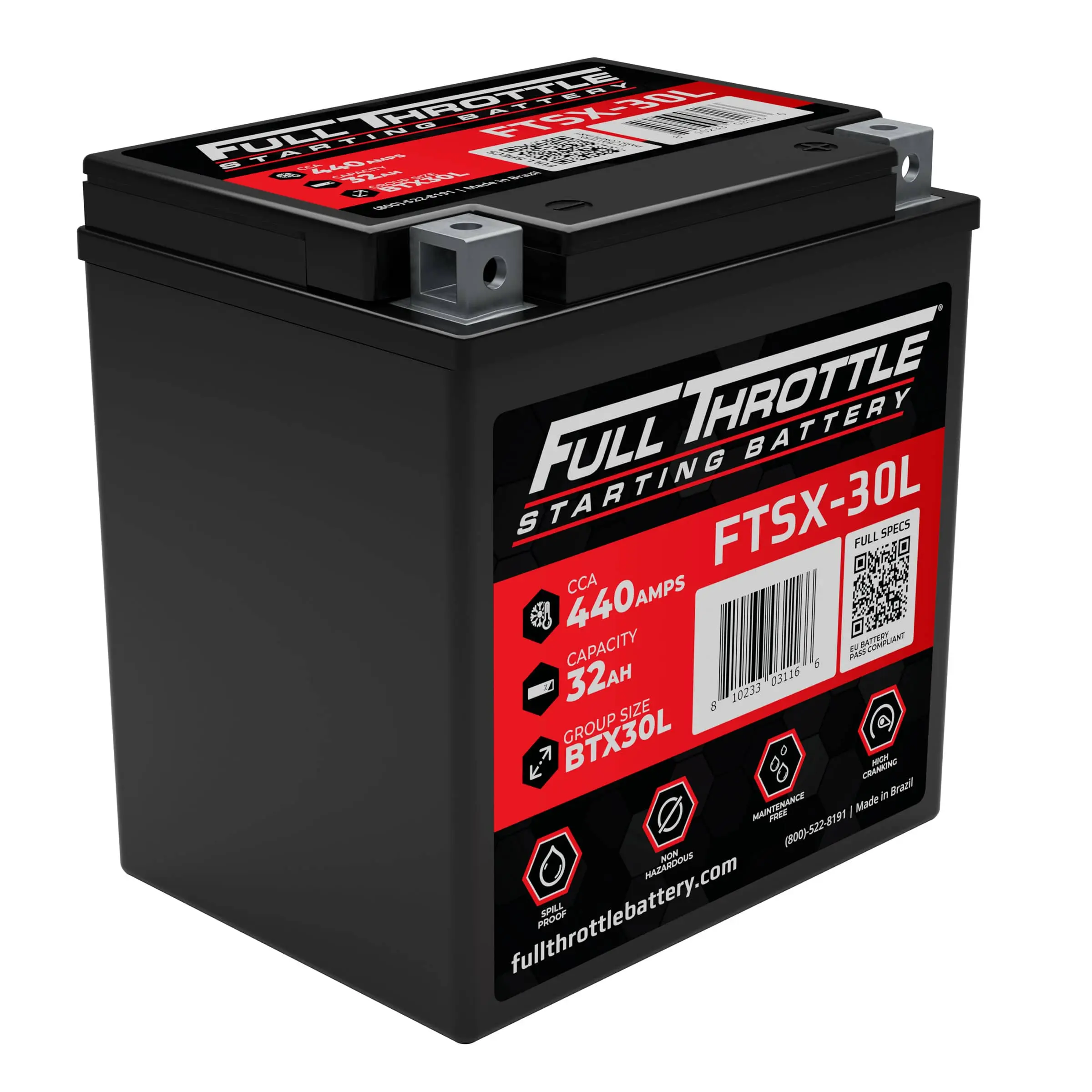 Full Throttle FTSX-30L 12V High-Performance Powersport AGM Battery, 440CCA, 32AH 1 FTSX 30L 1.webp
