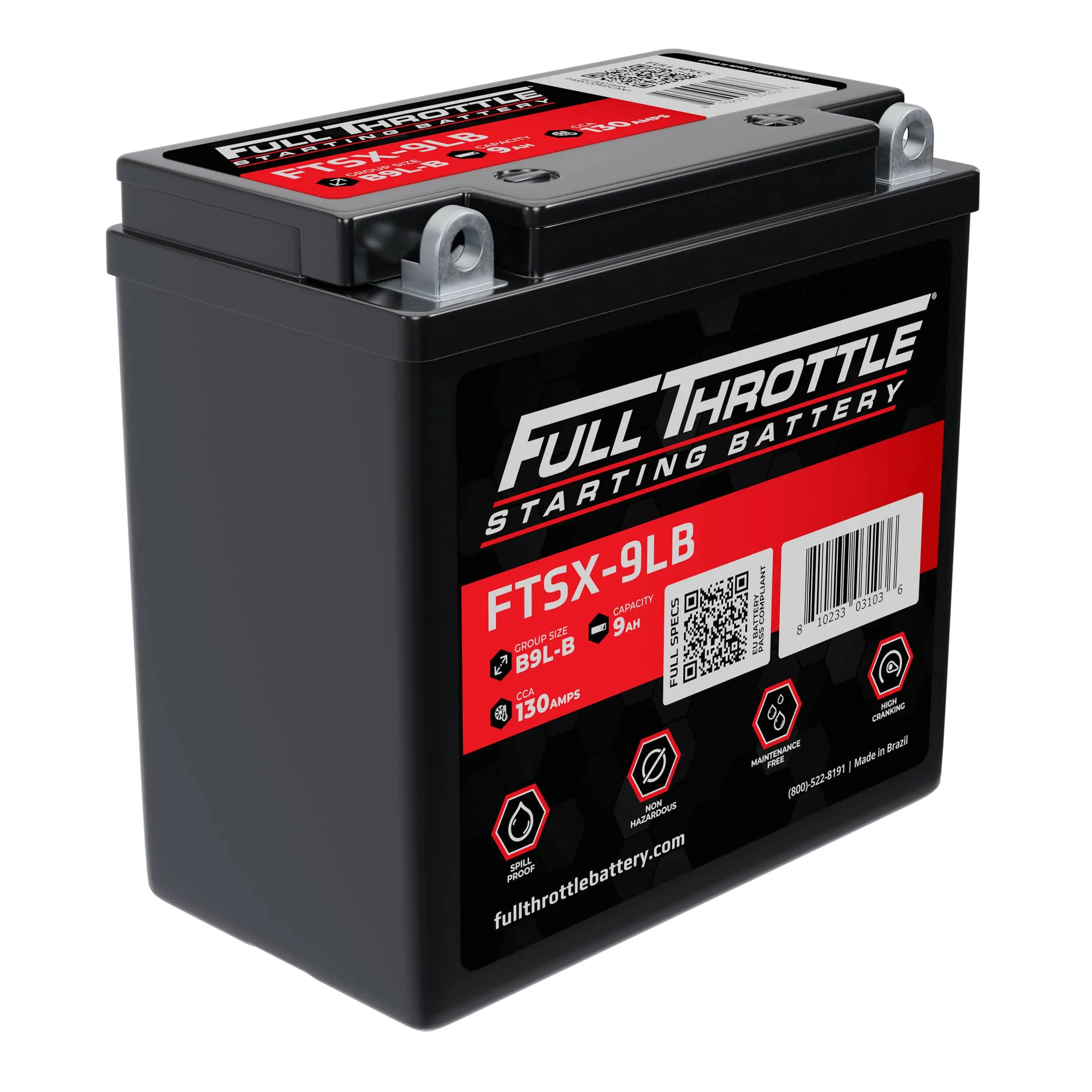 Full Throttle FTSX-9LB 12V High-Performance Powersport AGM Battery, 130CCA, 9AH 1 FTSX 9LB 1.webp