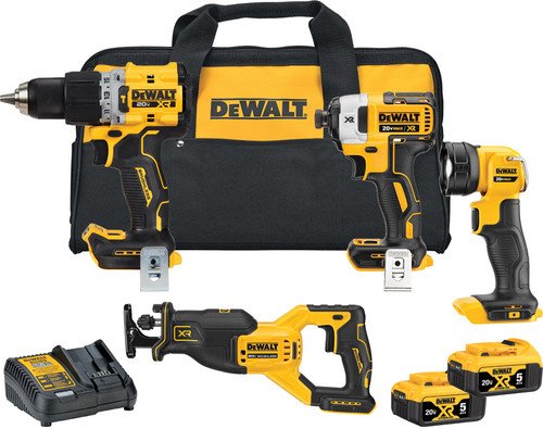 DEWALT DEW-DCK449P2 20v max* xr premium compact 4-tool combo kit: hammer drill/driver/reciprocating saw/led light, (2) 20v 5ah batteries, (1) charger 1 178943d1 ed74 4e3b bd35 de2744e440c9 DEW DCK449P2 56943.1759336939.jpg