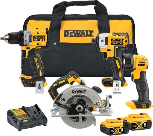 DEWALT DEW-DCK447P2 20v max* xr premium compact 4-tool combo kit: drill/driver/circular saw/led light, (2) 20v 5ah batteries, (1) charger 1 22817314 559f 43be ada8 8830302df9a4 DEW DCK447P2 37586.1759323277.jpg