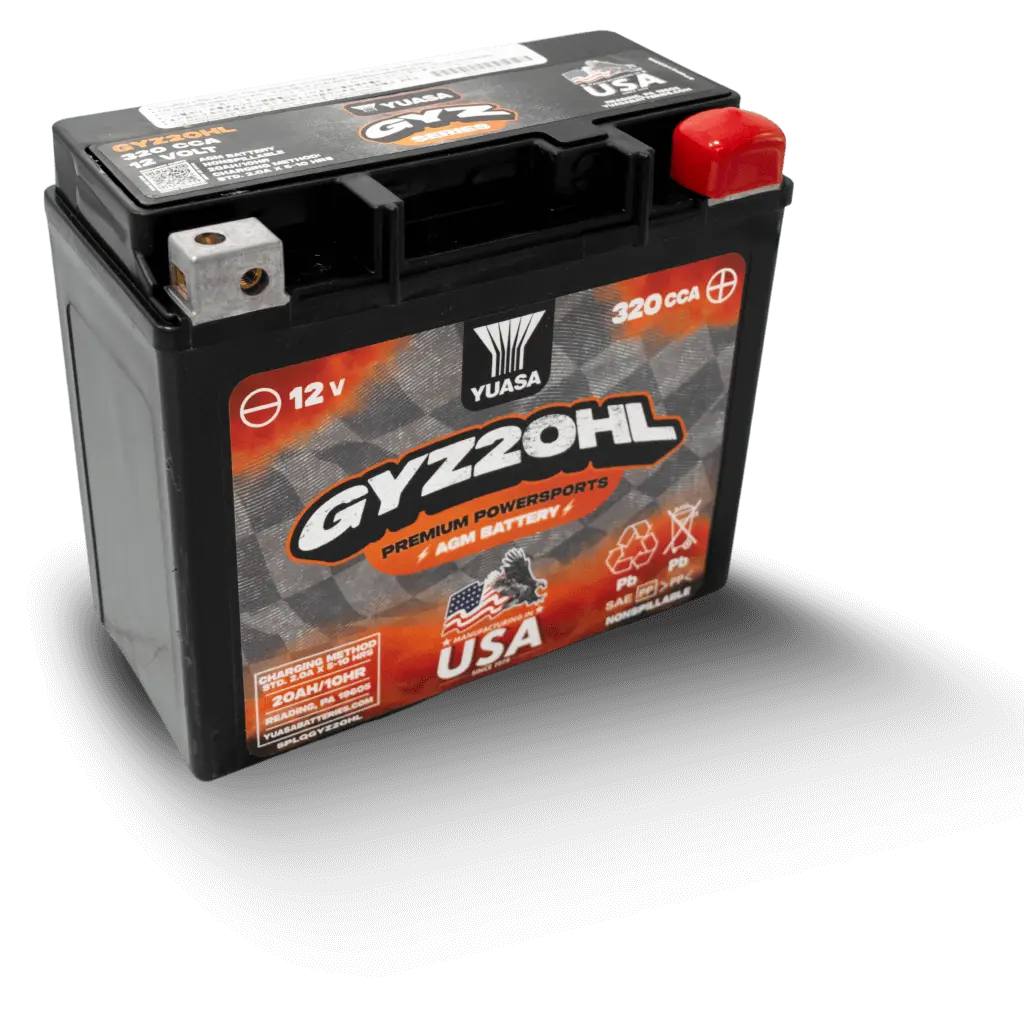 Yuasa GYZ20HL Sealed AGM Factory Activated Powersport Battery 1 GYZ20HL ANGLED e1741885877882 optimized.x27198.webp
