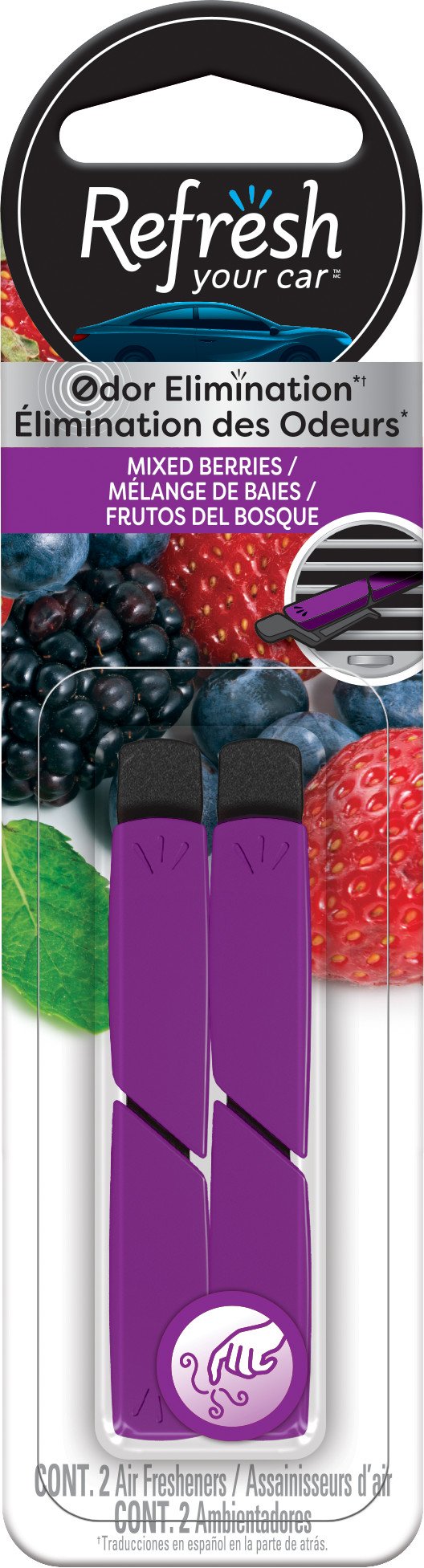 Refresh Your Car Air Freshener Vent Sticks, Mixed Berries Scent, 2 Pack 1 Refresh Your Car Air Freshener Vent Sticks, Mixed Berries Scent, 2 Pack