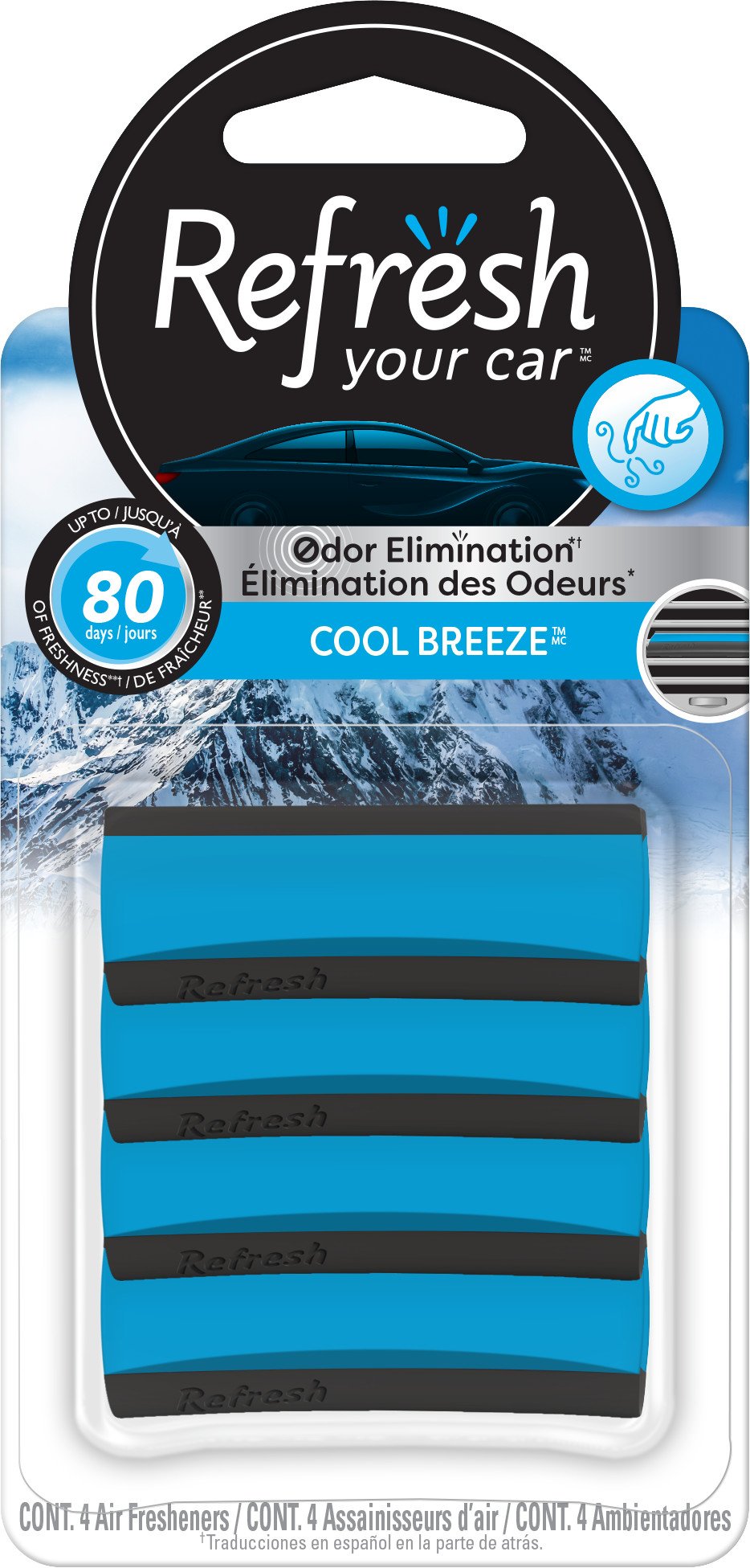 Refresh Your Car Air Freshener Contour Vent Sticks, Cool Breeze Scent, 4 Pack 1 Refresh Your Car Air Freshener Contour Vent Sticks, Cool Breeze Scent, 4 Pack