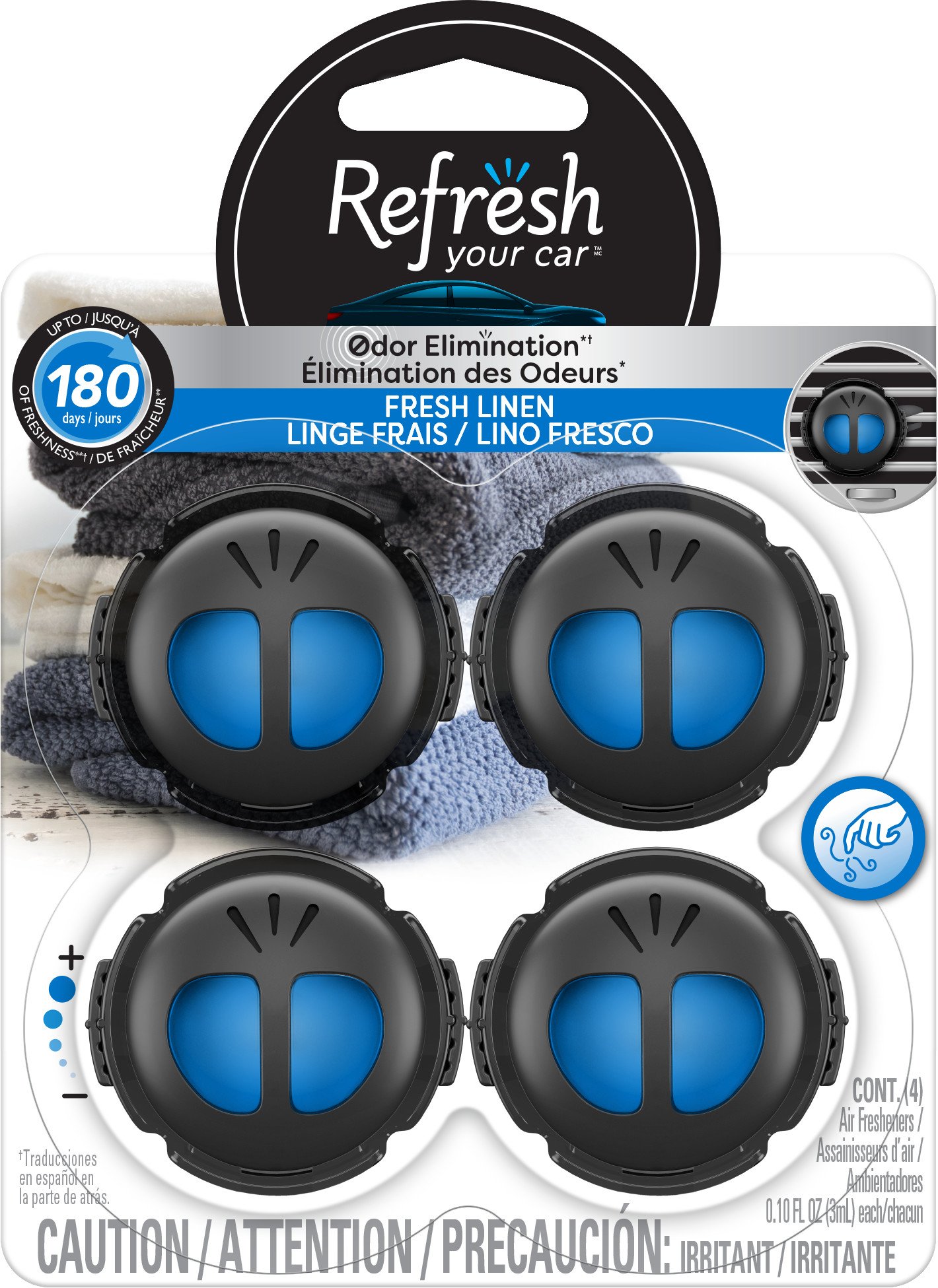 Refresh Your Car Mini Diffuser Car Air Fresheners, Fresh Linen Scent, 4 Pack 1 Refresh Your Car Mini Diffuser Car Air Fresheners, Fresh Linen Scent, 4 Pack
