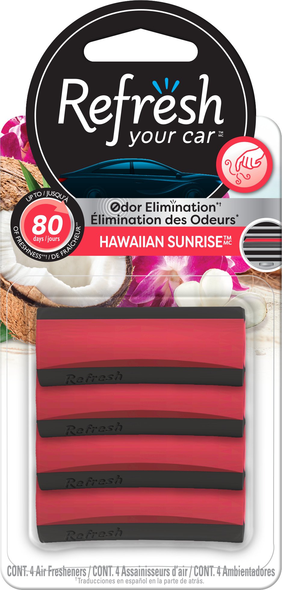 Refresh Your Car! Hawaiian Sunrise Contour Vent Stick Car Air Freshener - 4 Count 1 Refresh Your Car! Hawaiian Sunrise Contour Vent Stick Car Air Freshener - 4 Count