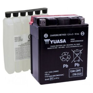 Yuasa YTX14AH-BS Powersports Battery - AGM 12V 12Ah 210CCA (Acid Pack Included)