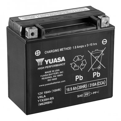 Yuasa YTX20H-BS Powersports Battery - AGM 12V 18Ah 310CCA (Acid Pack Included) 1 Yuasa YTX20H-BS Powersports Battery - AGM 12V 18Ah 310CCA (Acid Pack Included)