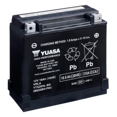 Yuasa YTX20HL-BS-PW Powersports Battery - AGM 12V 18Ah 310CCA (Acid Pack Included) 1 Yuasa YTX20HL-BS-PW Powersports Battery - AGM 12V 18Ah 310CCA (Acid Pack Included)