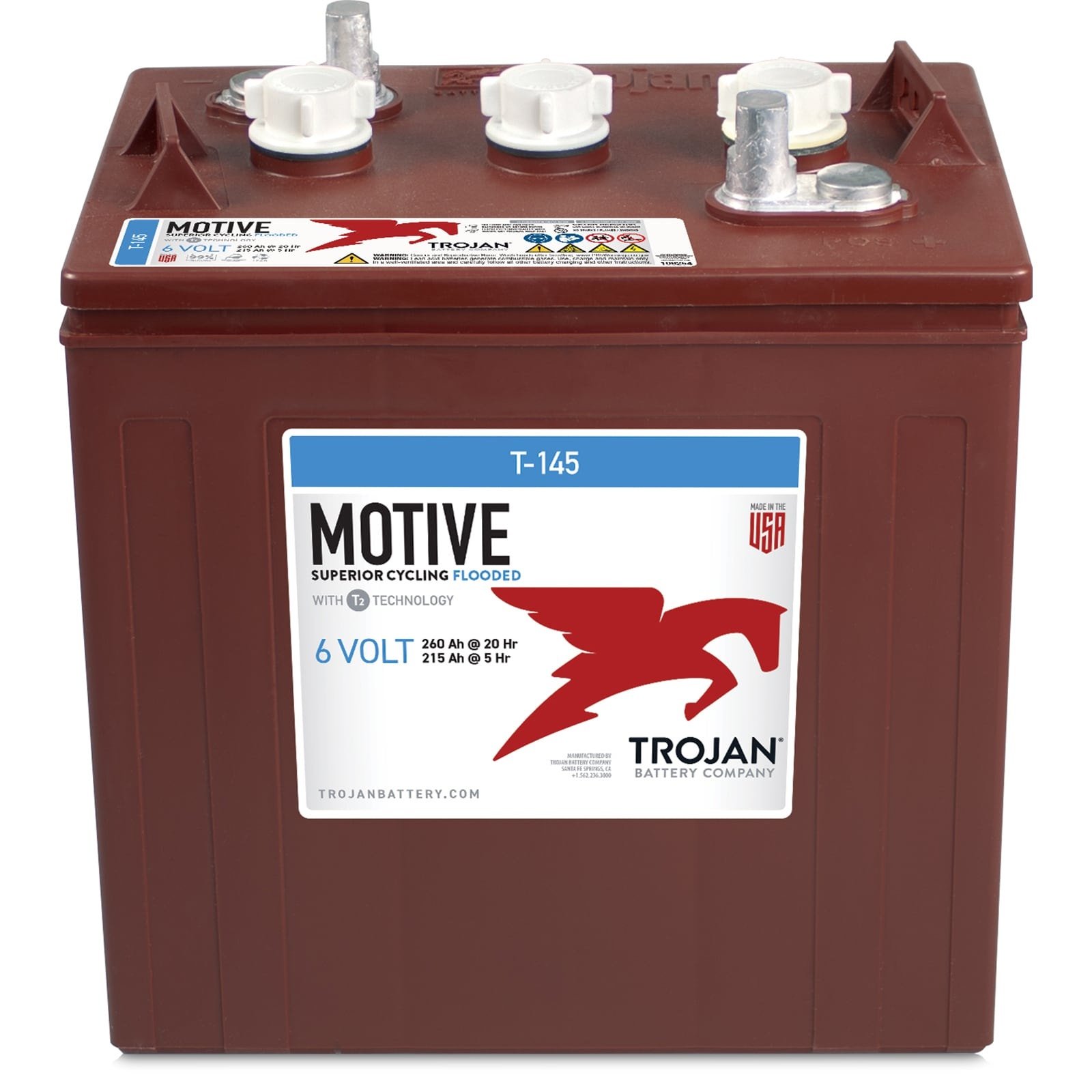 Trojan T-145 6V 260Ah Deep Cycle Flooded Battery 1 Trojan T-145 6V 260Ah Deep Cycle Flooded Battery